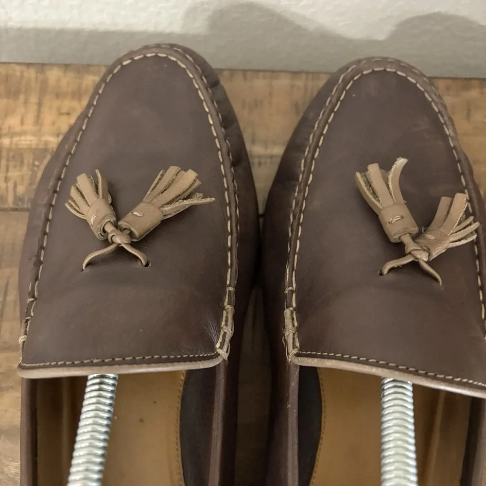 Cole Haan Hayes Tassel Loafer Driving Shoes Mens 10.5 Soft Leather Brown C31211